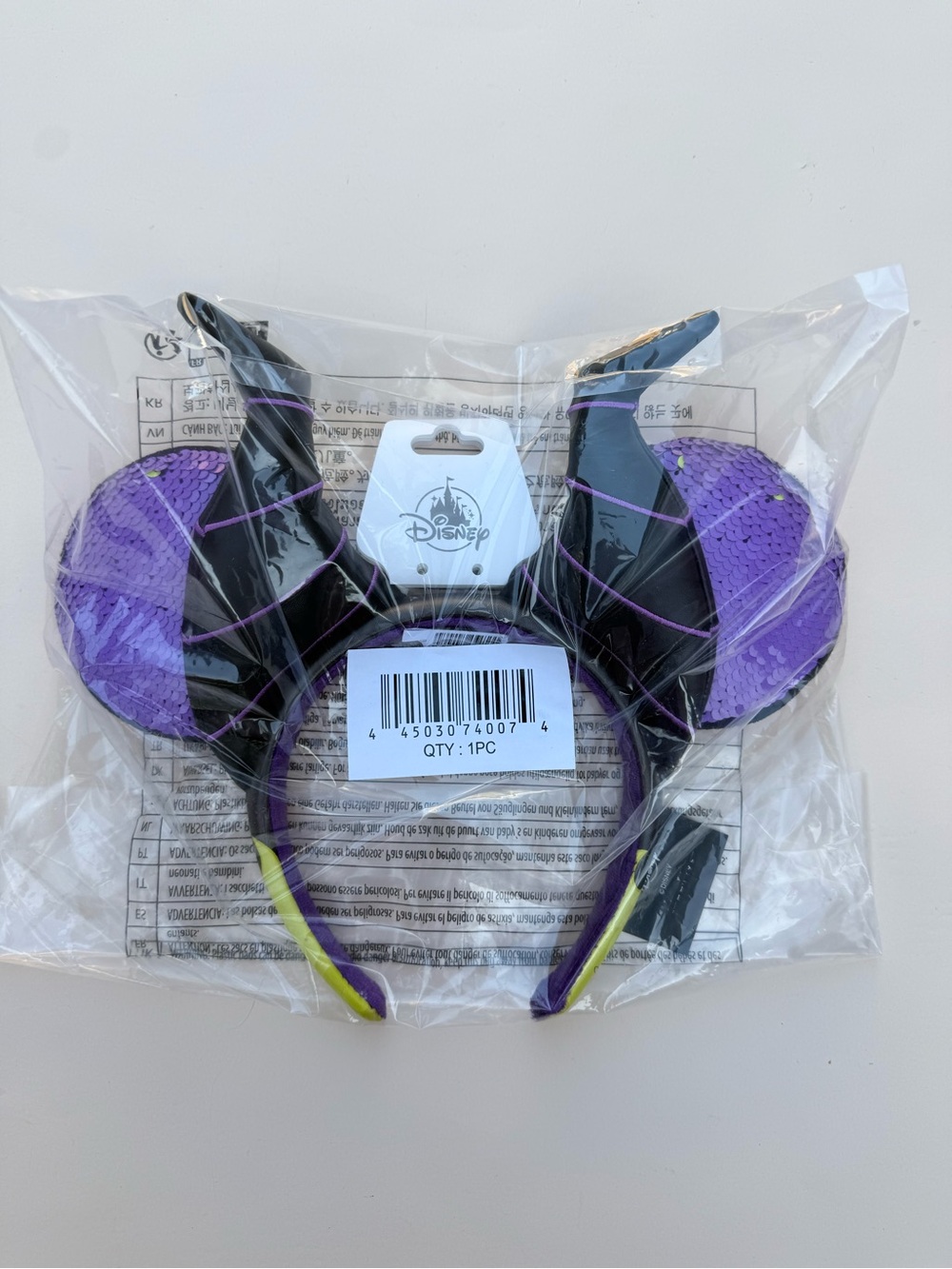 Disney Maleficent Horn Ears Headband Purple Sequin NWT